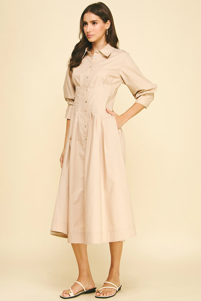 TUCK DETAIL MAXI DRESS-OAT