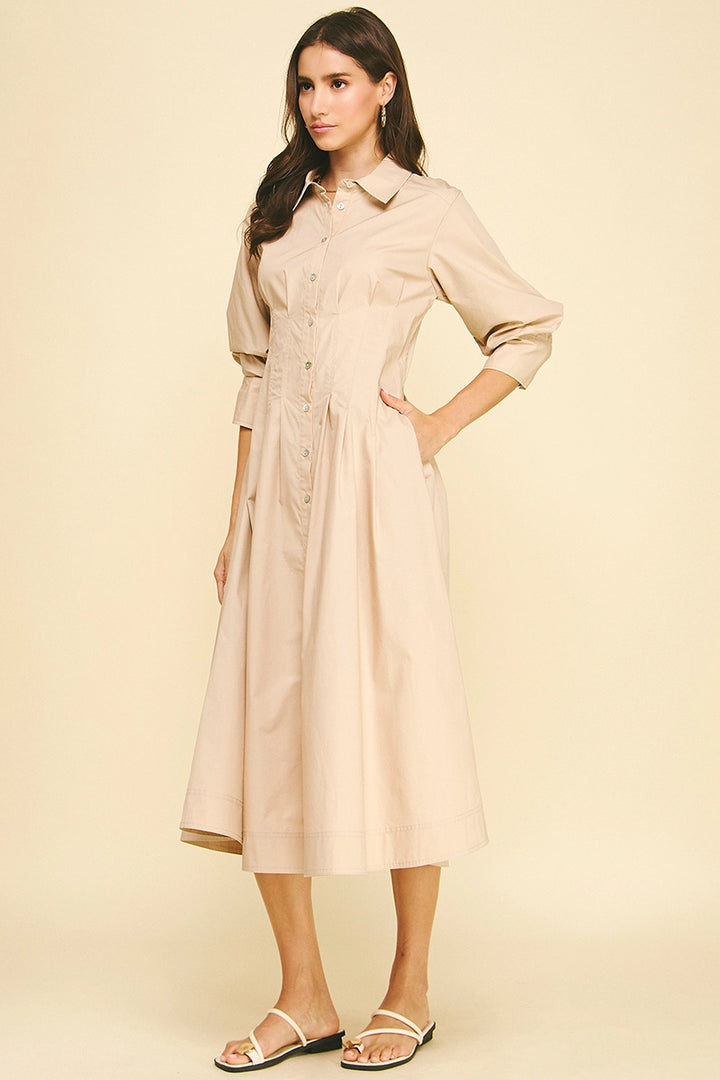 TUCK DETAIL MAXI DRESS-OAT