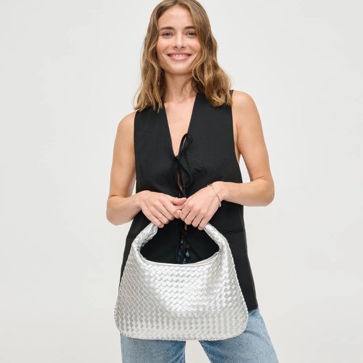 ADELA WOVEN HOBO-SILVER
