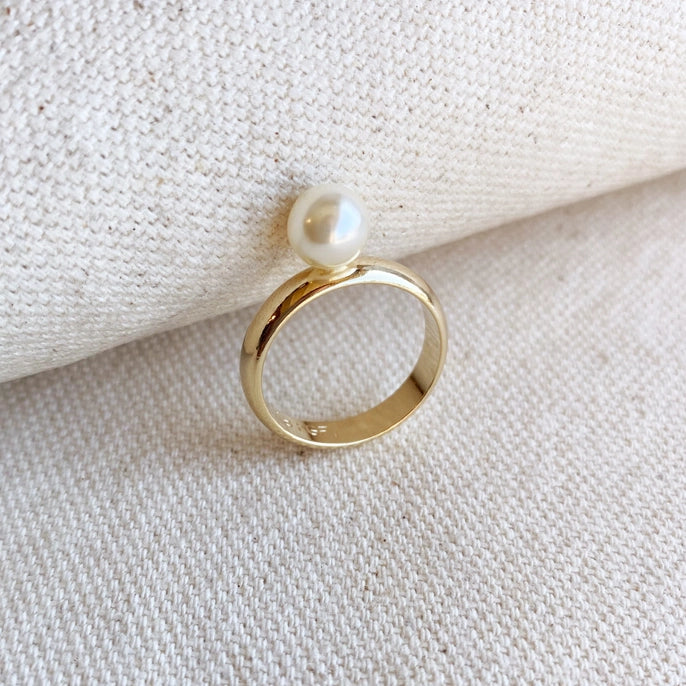 18K GOLD FILLED SOLITAIRE PEARL RING