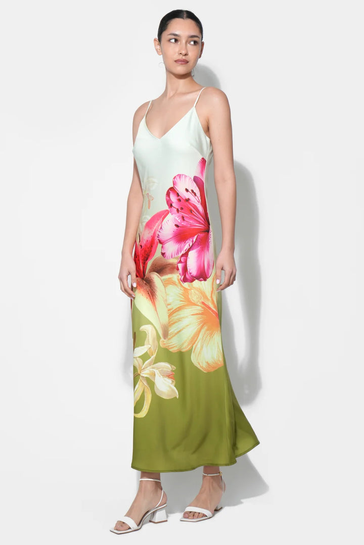 CECILIA MAXI SLIP DRESS-LIME/MULTI
