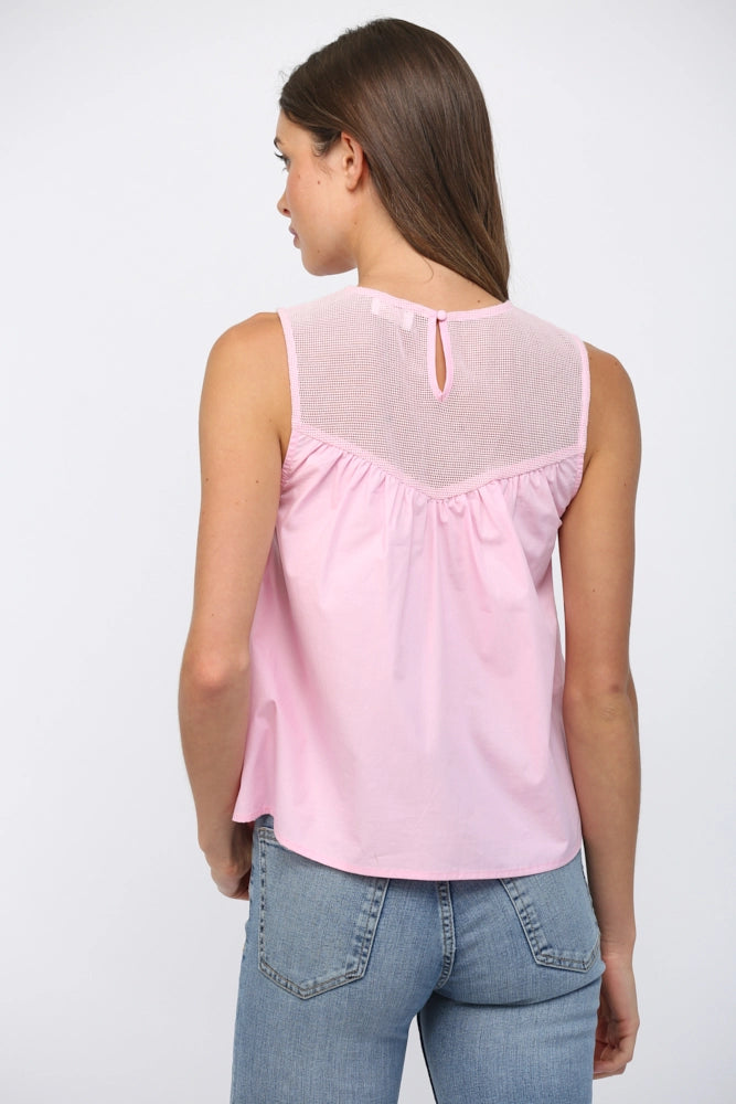 CONTRAST YOKE DETAIL LACE TOO-BABY PINK