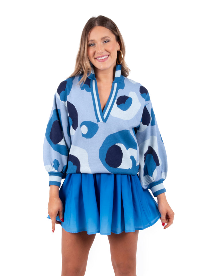 LOLLI SWEATER-BLUE COLLEGIATE CHEETAH