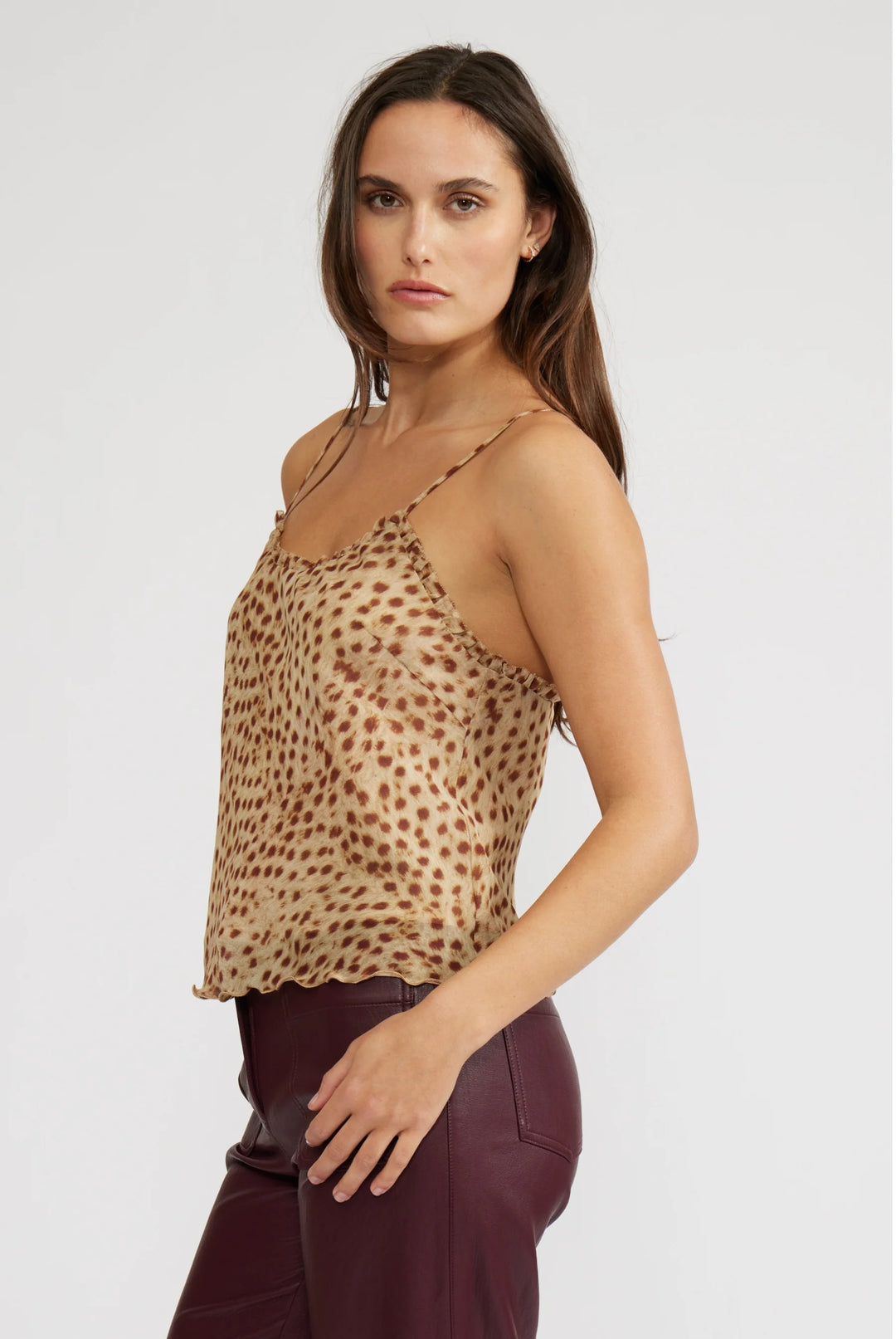 CAMILA RUFFLE TANK-CHEETAH