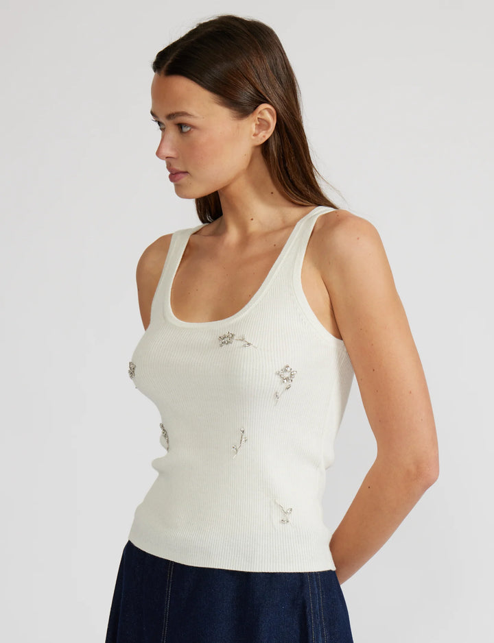 WENDY RHINESTONE TANK-WHITE