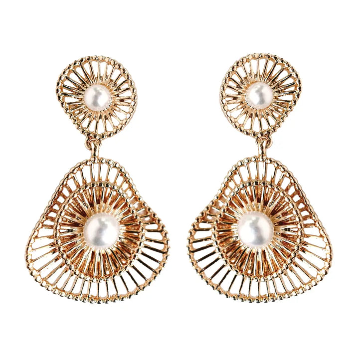 GOLD SEASIDE PEARL DROP STATEMENT EARRING