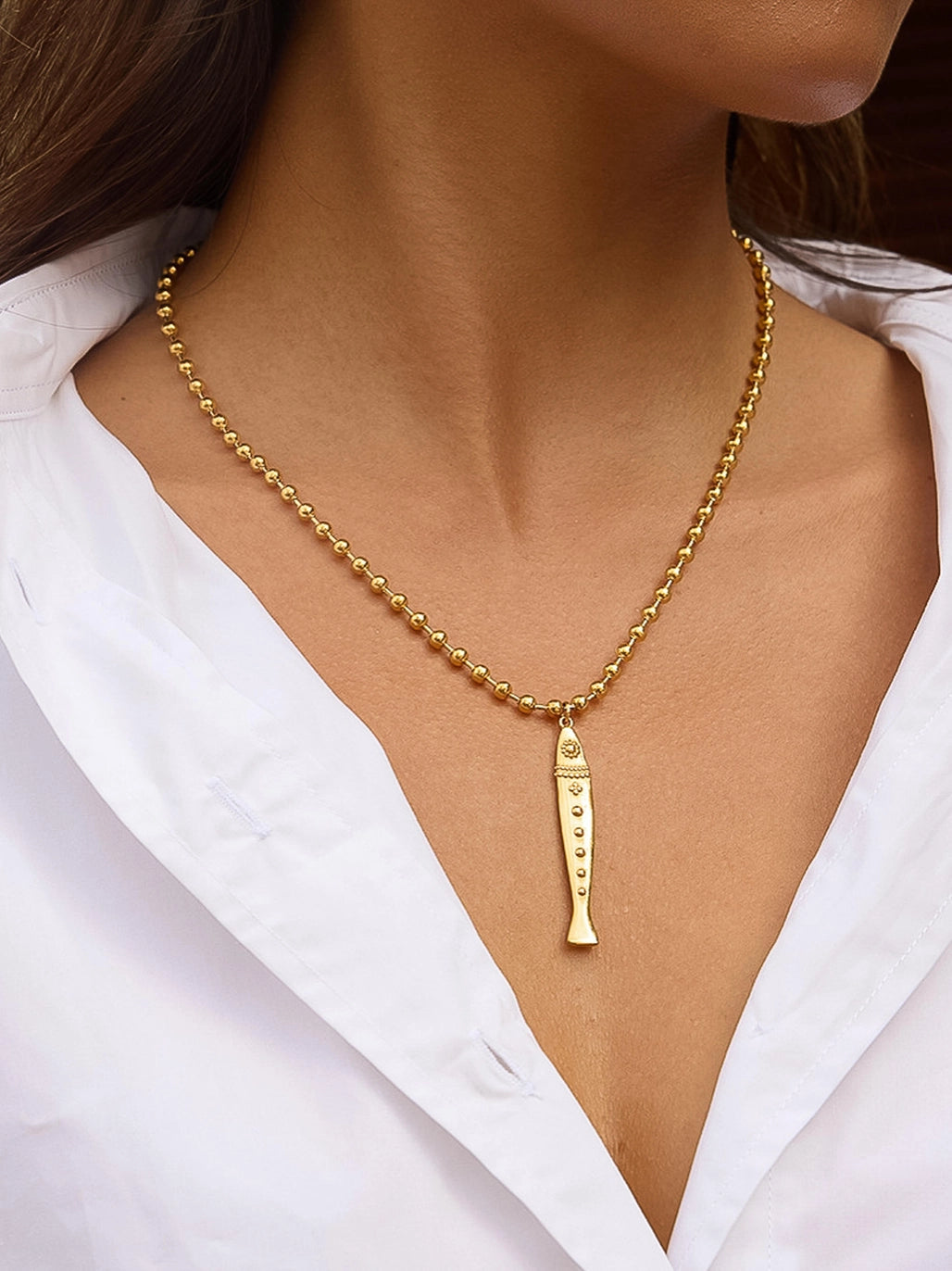 BELLISSE 18K VINTAGE FISH NECKLACE