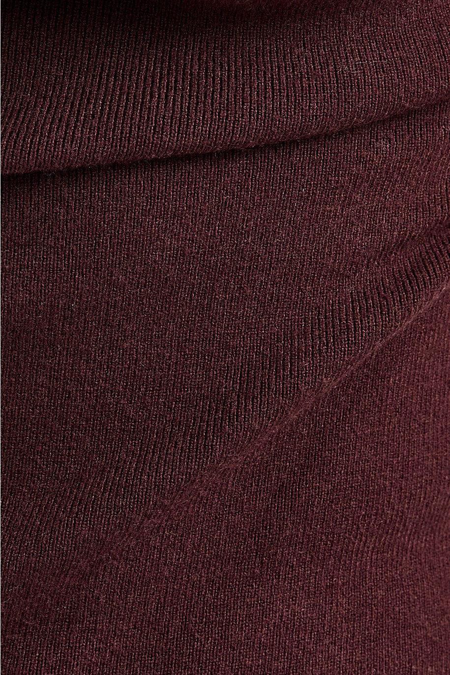 MOCK NECK SHIRRED WAIST SWEATER TOP-BROWN