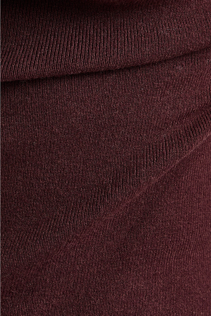 MOCK NECK SHIRRED WAIST SWEATER TOP-BROWN