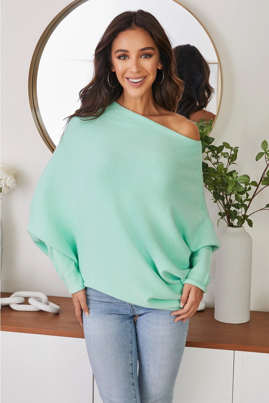 ASYMMETRICAL SWEATER-PISTACHIO