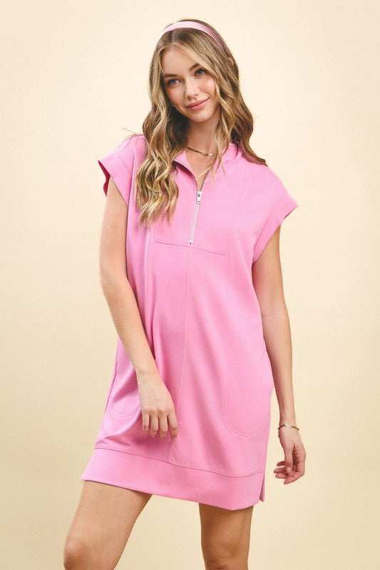 light pink zip up lounge dress