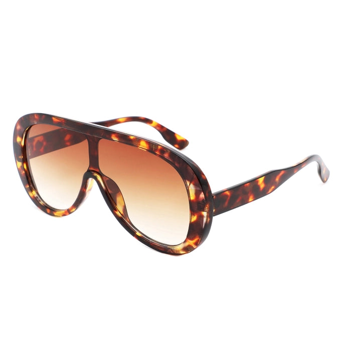 OVERSIZED BOLD AVIATOR RETRO ROUND SUNGLASSES-TORTOISE