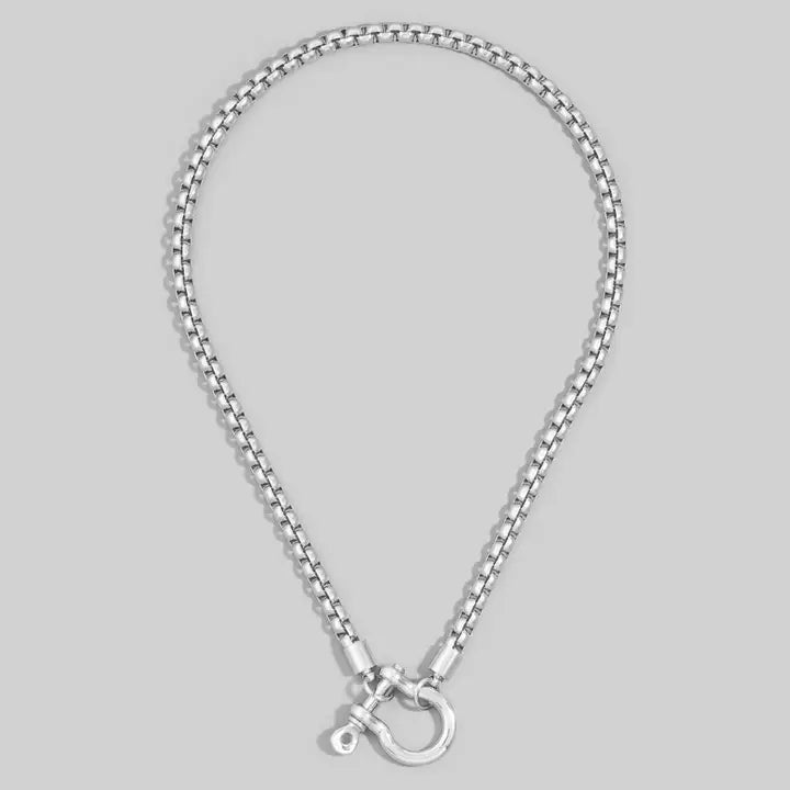 HORSESHOE SHACKLE PENDANT NECKLACE-SILVER