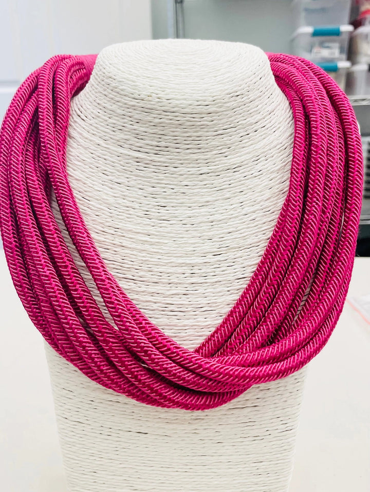 SLUB 8 STRAND NECKLACE-MAGENTA