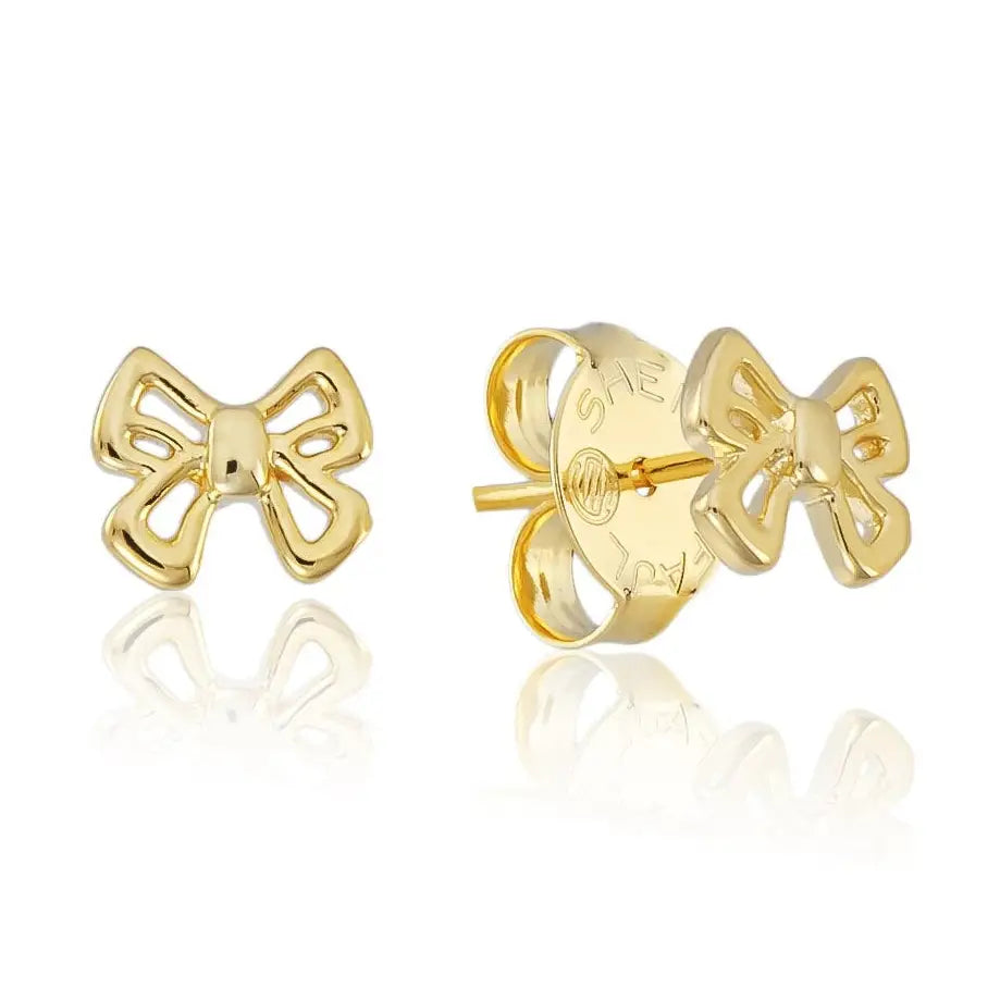 BOW STUDS-BRUSHED 18K GOLD PLATED