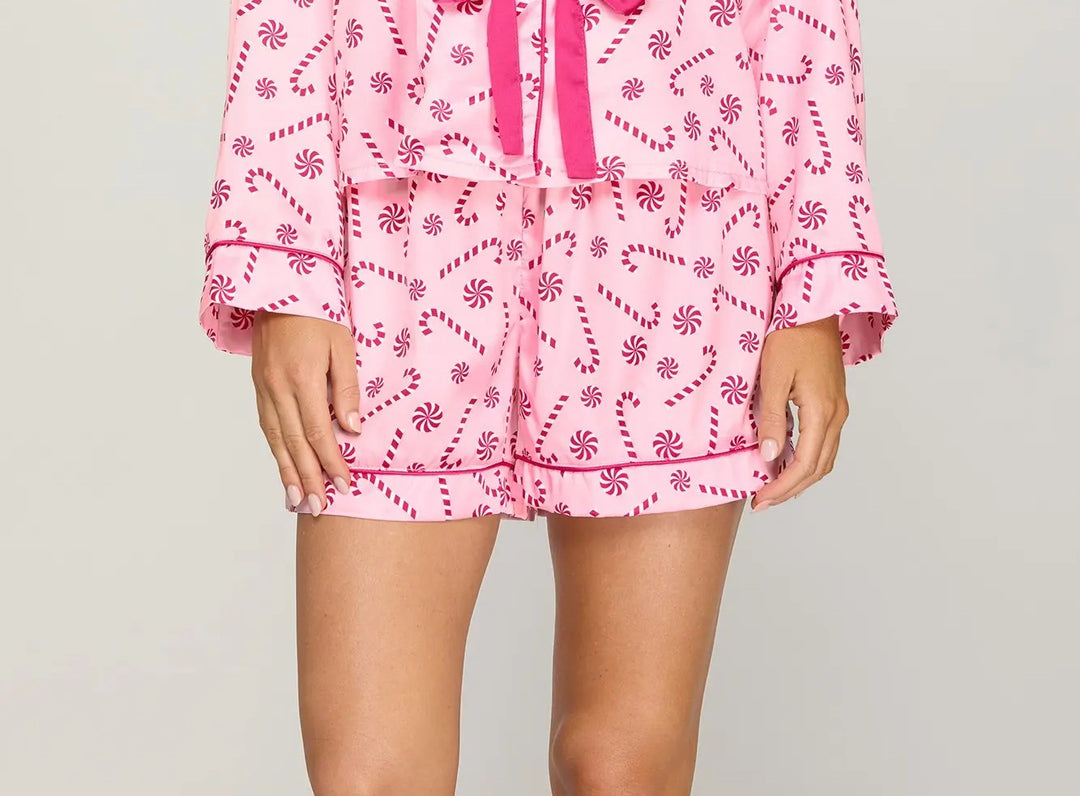 SATIN PJ SHORTS-PINK