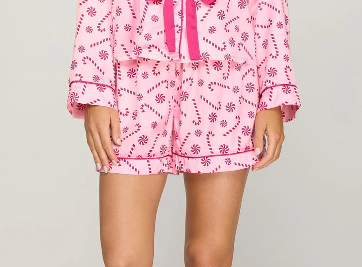 SATIN PJ SHORTS-PINK