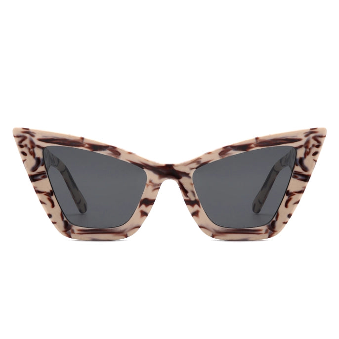 RETRO SQUARE HIGH POINTED CAT EYE SUNGLASSES-PINK TORTOISE