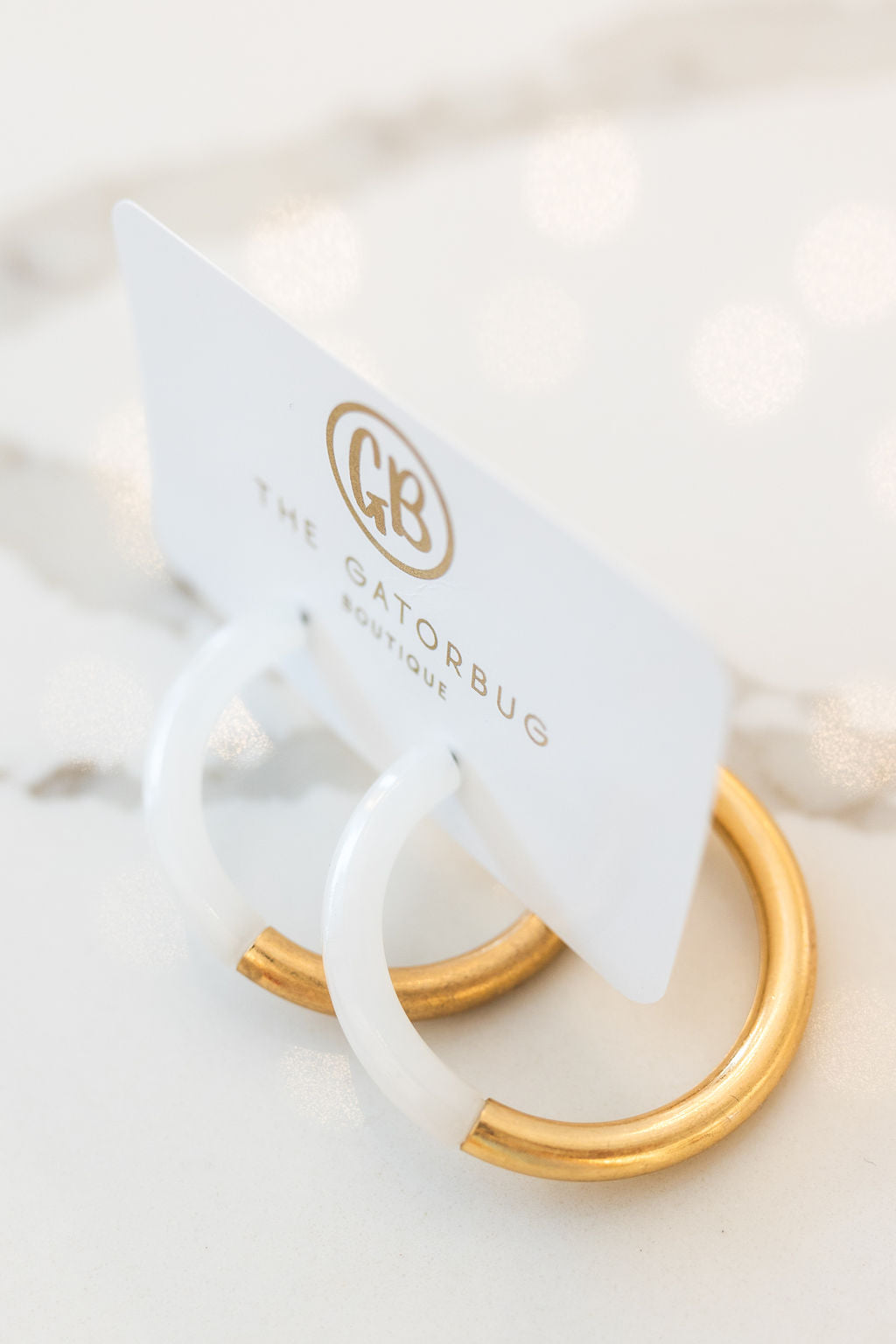 TWO TONE HOOPS-WHITE/GOLD