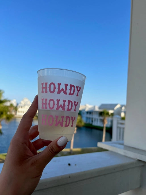 HOWDY PINK REPEATING FROSTED PARTY CUPS-RODEO