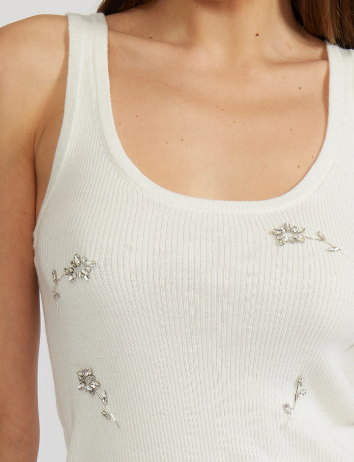 WENDY RHINESTONE TANK-WHITE