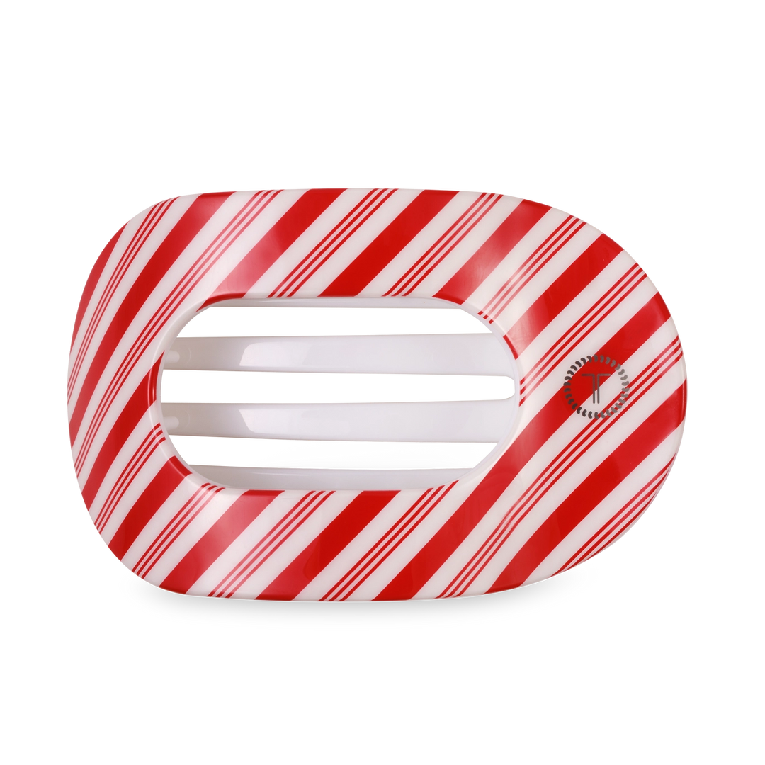 LARGE ROUND FLAT HAIR CLIP-CANDY CANE CRUSH