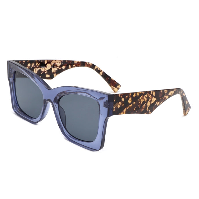 RETRO SQUARE CAT EYE SUNGLASSES-BLUE/TORTOISE