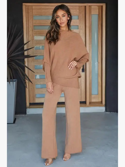 ASYMMETRICAL SWEATER-CARAMEL