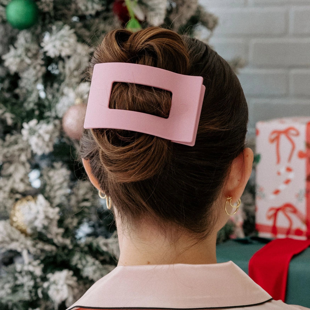 LARGE FLAT RECTANGLE HAIR CLIP-MERRY PINKMAS