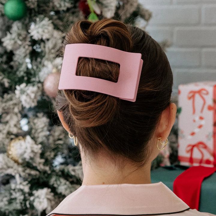 LARGE FLAT RECTANGLE HAIR CLIP-MERRY PINKMAS