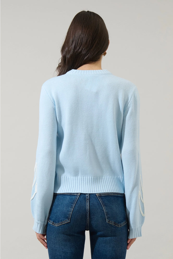 CELESTIAL FLORAL EMBROIDERED SWEATER-BLUE/IVORY