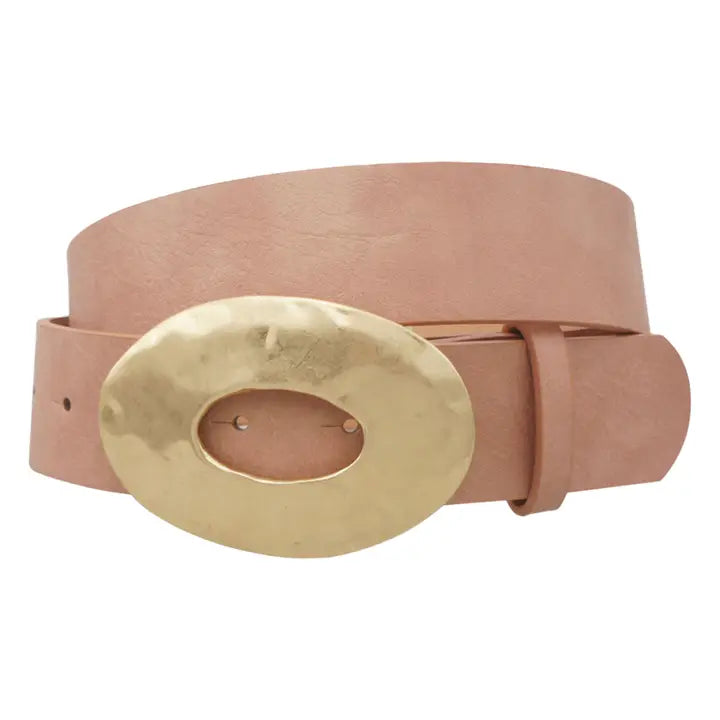 METAL OVAL BUCKLE BELT-BLUSH