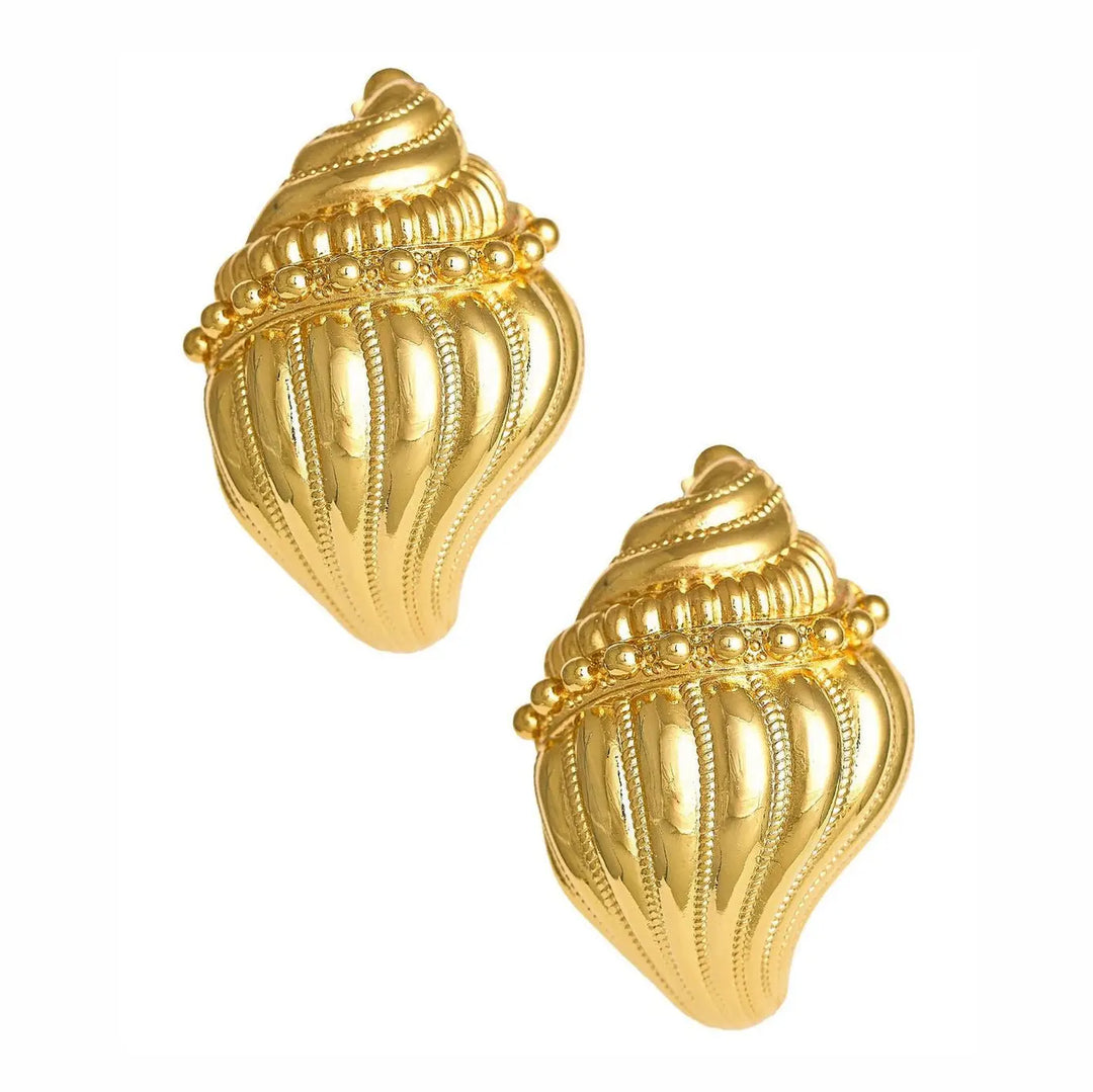 JAMES CONCH SHELL EARRING-18K GOLD PLATED