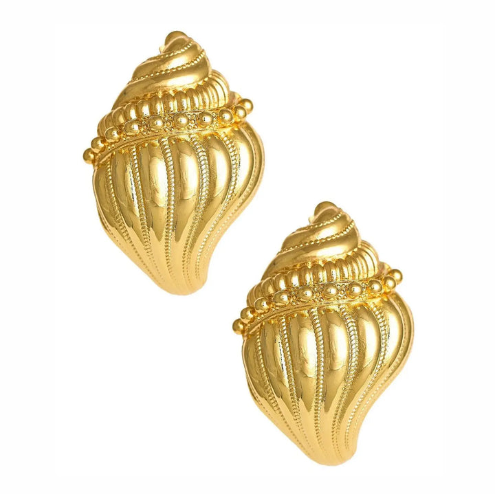 JAMES CONCH SHELL EARRING-18K GOLD PLATED