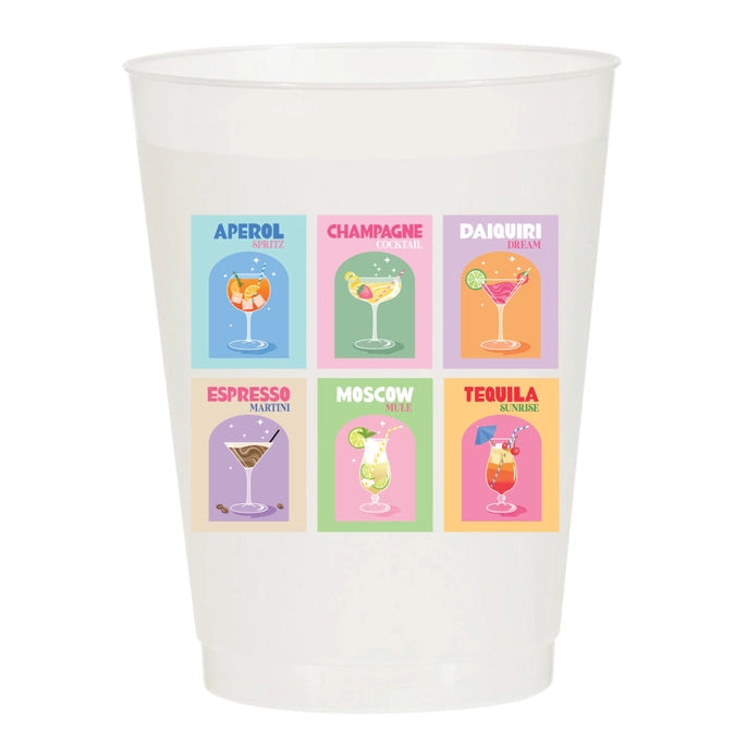 DRINKS COLLAGE FROSTED PARTY CUPS-GIRLS