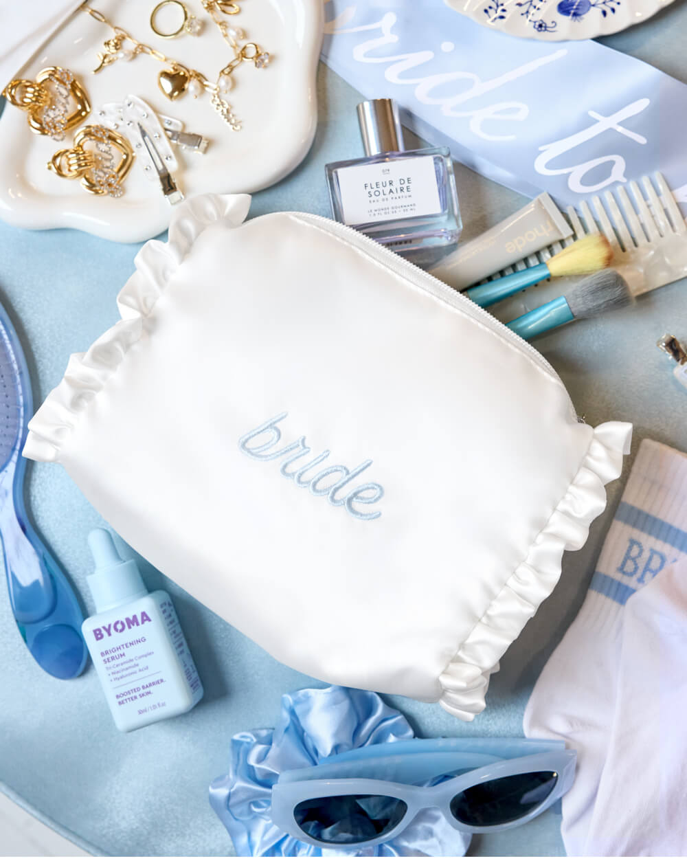 BRIDE EMBROIDERED COSMETIC BAG