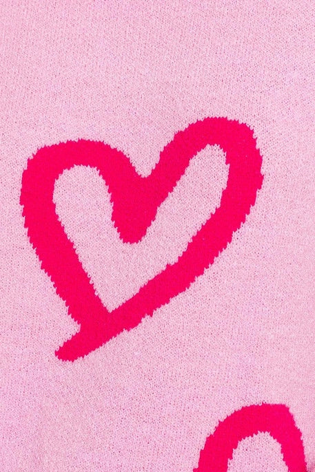 HEART PRINTED SWEATER-PINK/FUCHSIA