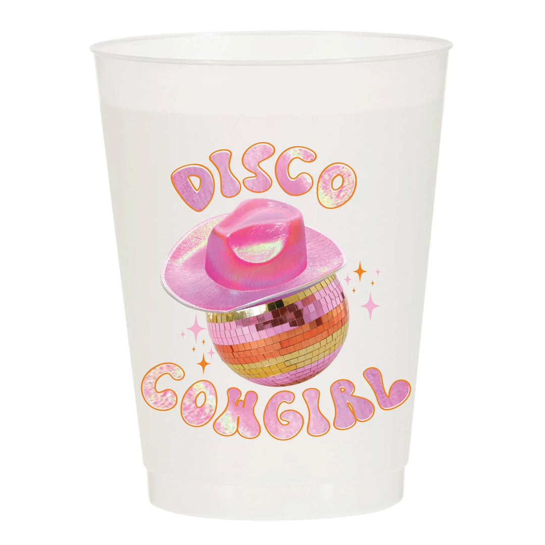 DISCO BALL COWGIRL FROSTED CUPS-RODEO PACK OF 6