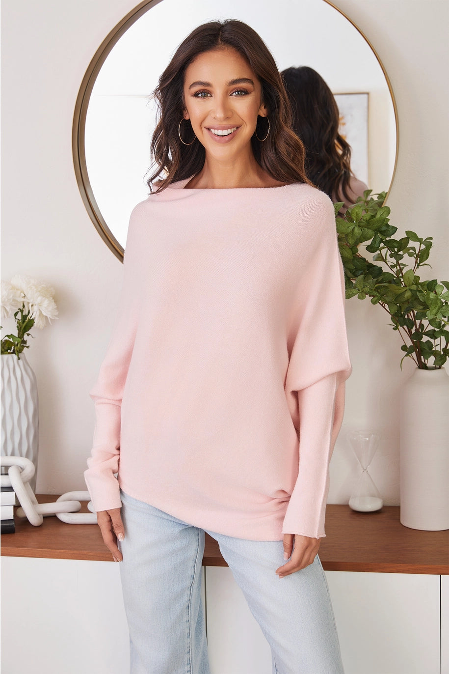ASYMMETRICAL SWEATER-BABY PINK
