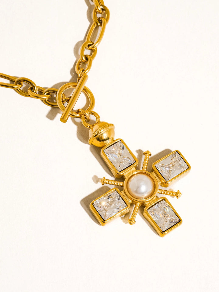 PATRICE 18K GOLD CROSS NECKLACE