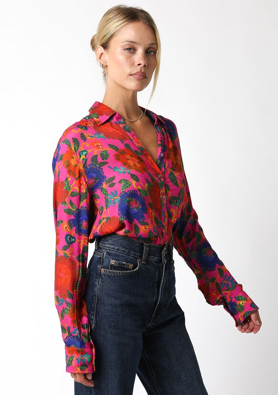 FLORRIE TOP-FUCHSIA FLORAL