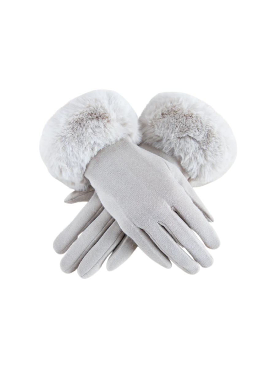 Grey Fur Cuff Gloves