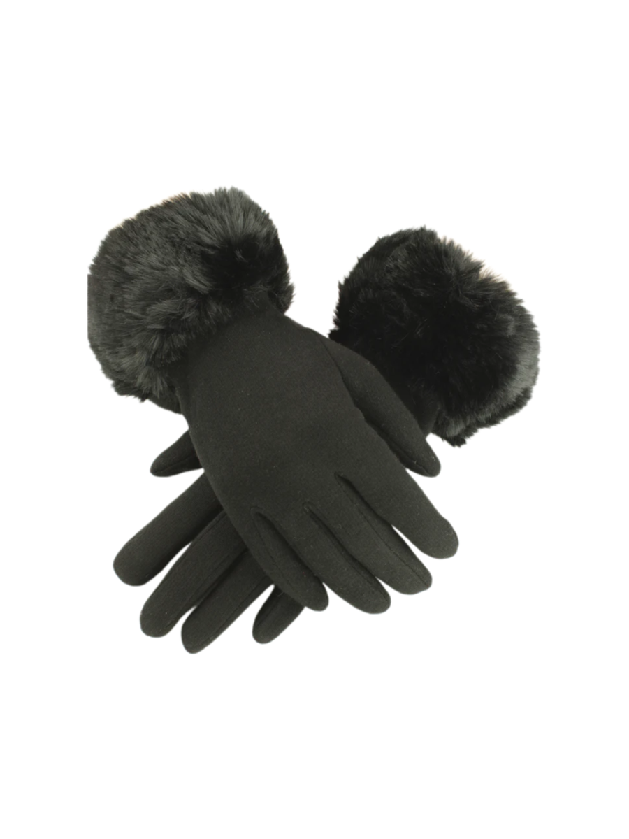 Black Fur Cuff Gloves
