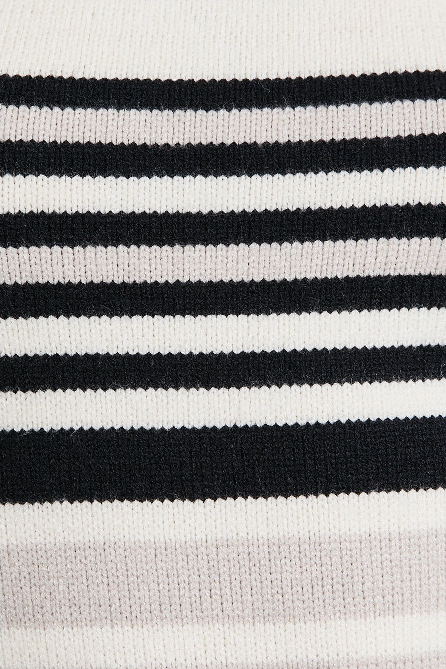 BELL SLEEVE STRIPED MINI SWEATER DRESS-BLACK/WHITE