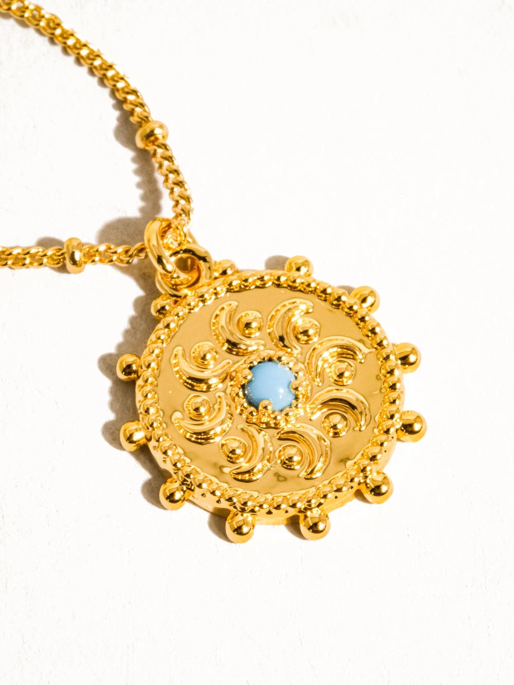 STASSIE 18K GOLD TURQUOISE STONE SUNBURST NECKLACE