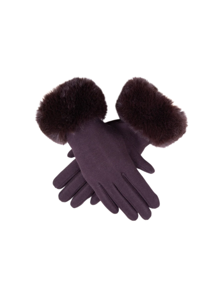 Brown Fur Cuff Gloves