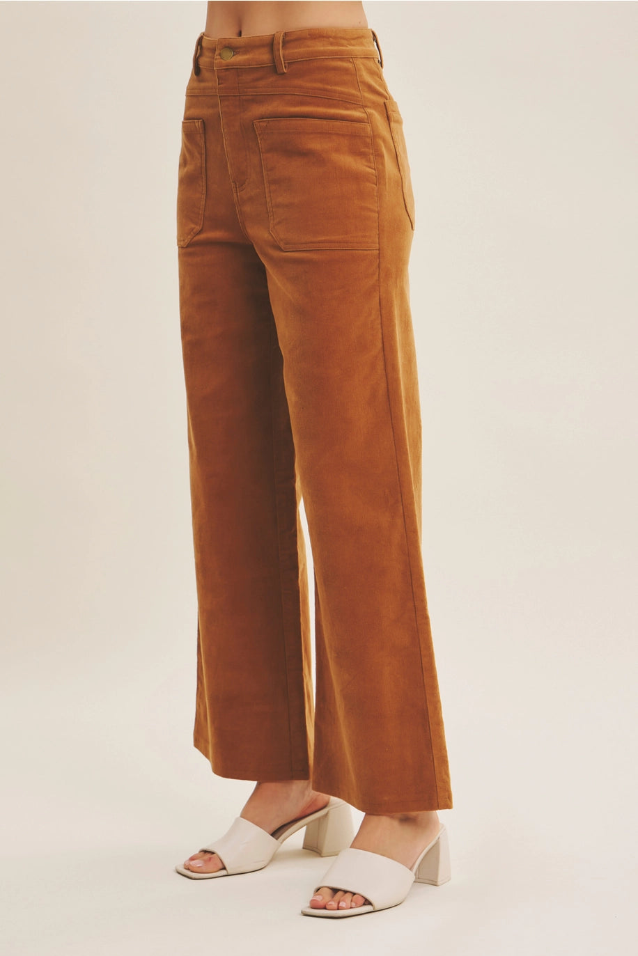 CORDUROY WIDE LEG PANT-MOCHA