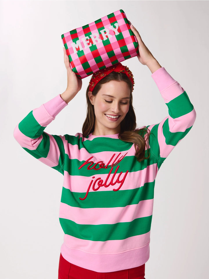 CARA MERRY ZIP POUCH-PINK/GREEN