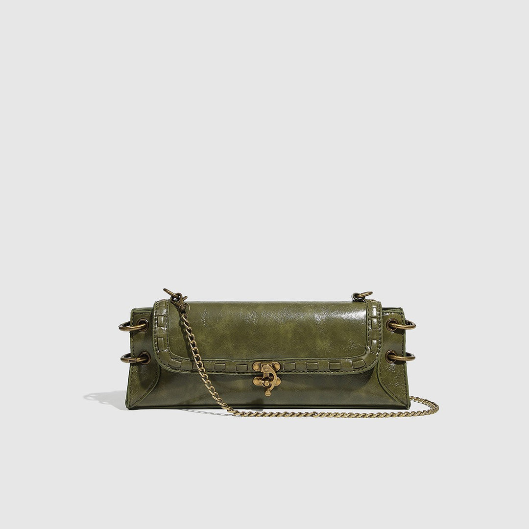 BRONZE LOCK CHAIN BAG-GREEN