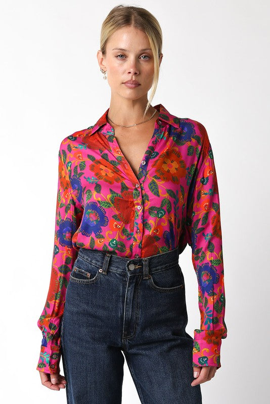 FLORRIE TOP-FUCHSIA FLORAL